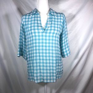 Soft Surroundings Blue/White Checkered Top